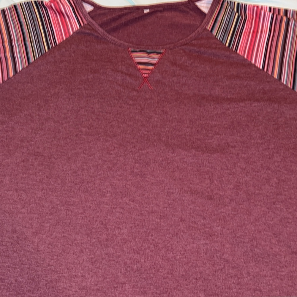 Striped Sleeve Maroon Top